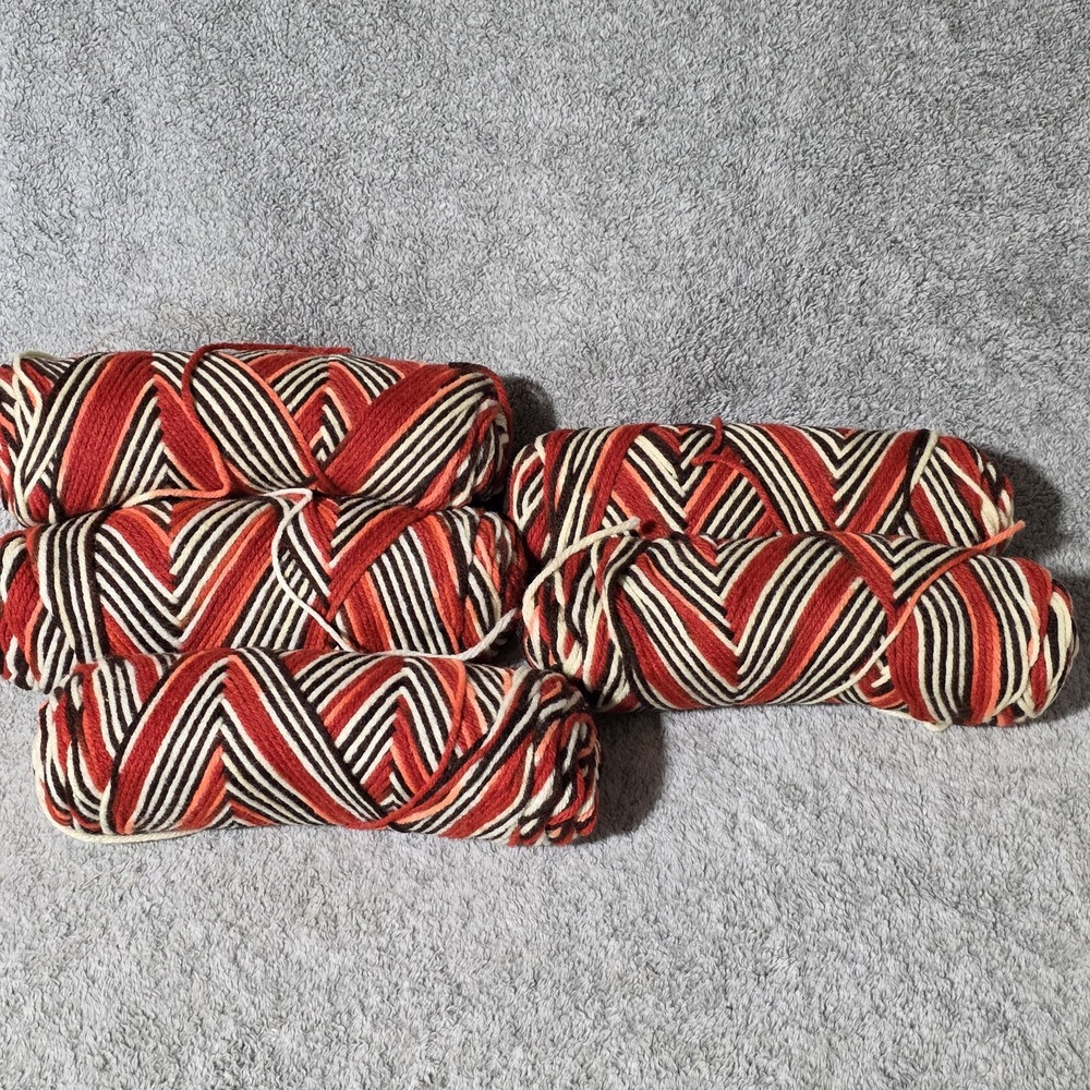 Lot of 5 Skeins Brown Orange & White Variegated Yarn Unbranded